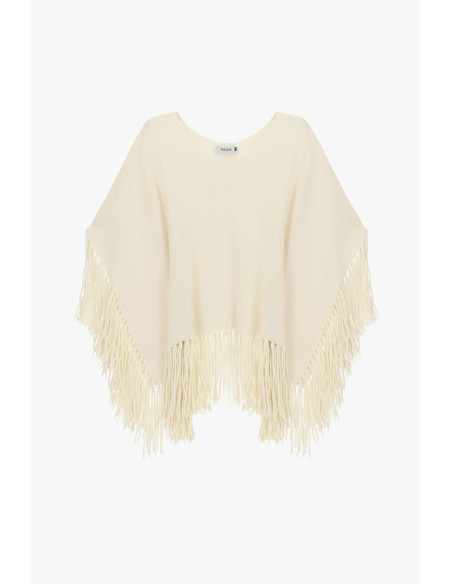 Poncho with fringing on the sleeves and hem, please