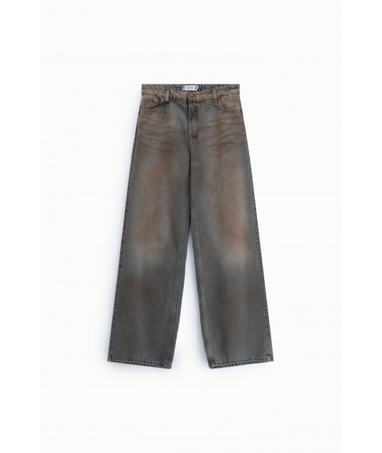 Jeans Palazzo Gamba Dritta Effetto Slavato Please