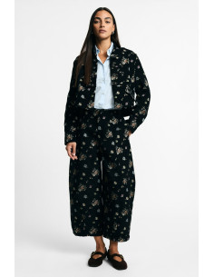 High-Waisted, Loose-Fit Palazzo Trousers with Floral Print – Please