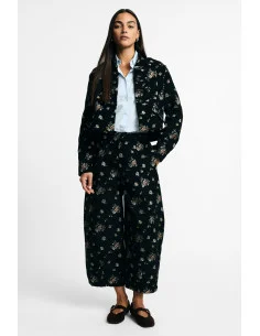 High-Waisted, Loose-Fit Palazzo Trousers with Floral Print – Please