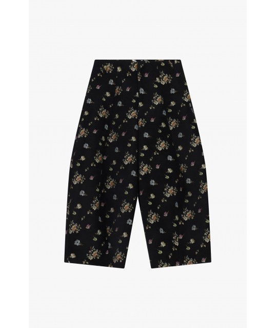 Pantaloni Palazzo Ampi Vita Alta Stampa Fiori Please