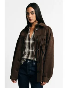 Veste-chemise à franges et poches avant, Please