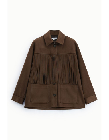 Veste-chemise à franges et poches avant, Please