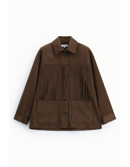 Veste-chemise à franges et poches avant, Please