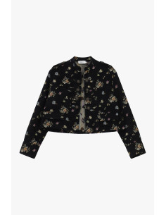 Cropped Floral Print Shirt Jacket with Buttons – Please 2