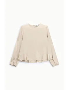 Blusa Girocollo Con Volant E Maniche Lunghe Please 2