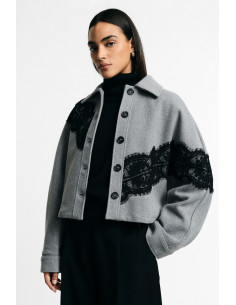 Short Shirt Jacket With Lace Inserts – Please - Vestiti Firmati Lif...