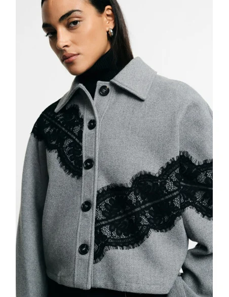 Short Shirt Jacket with Lace Inserts Please