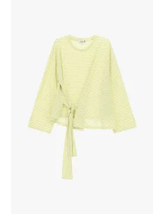 Striped T-Shirt with Side Knot and Long Sleeves Please 2