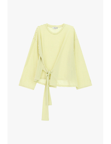 Striped T-Shirt with Side Knot and Long Sleeves Please