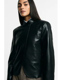 Cropped Blazer with Asymmetric Button Closure Please