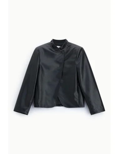 Cropped Blazer with Asymmetric Button Closure Please