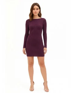 Fitted Ribbed Knit Dress with a Rinascimento-style Corset Detail