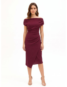 Abito Aderente In Lurex Effetto Glitter Con Drappeggi Rinascimento