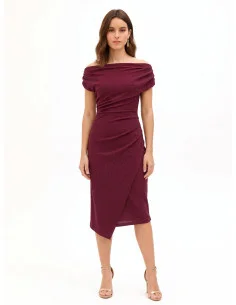 Fitted Lurex Dress with a Glitter Effect and Rinascimento-Style Draping