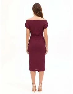 Fitted Lurex Dress with a Glitter Effect and Rinascimento-Style Draping 2