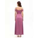 Long Structured Satin Dress with a Rinascimento-Style Sweetheart Neckline