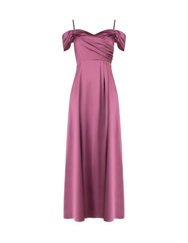 Robe longue en satin structuré avec encolure en cœur « Rinascimento »