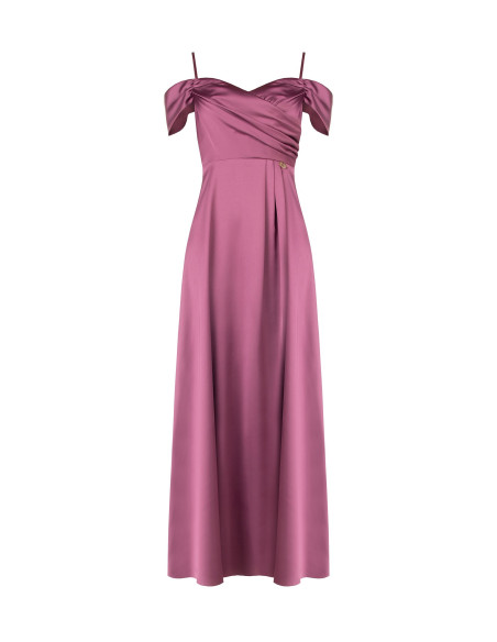 Robe longue en satin structuré avec encolure en cœur « Rinascimento »