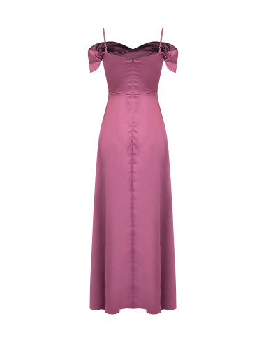 Robe longue en satin structuré avec encolure en cœur « Rinascimento »