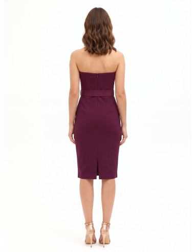 Rinascimento Sheath Dress in Technical Fabric with Satin Lapel and Matching Rigid Belt