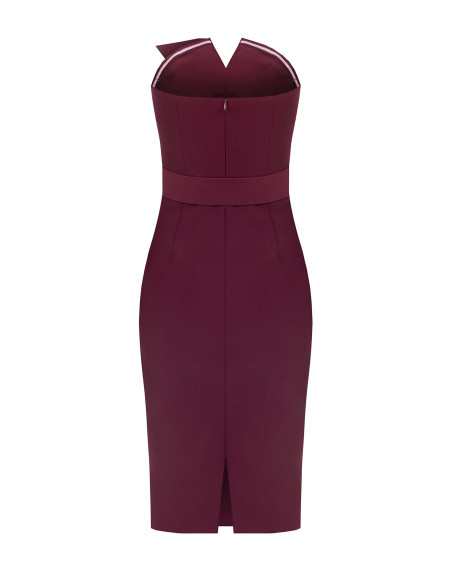 Rinascimento Sheath Dress in Technical Fabric with Satin Lapel and Matching Rigid Belt