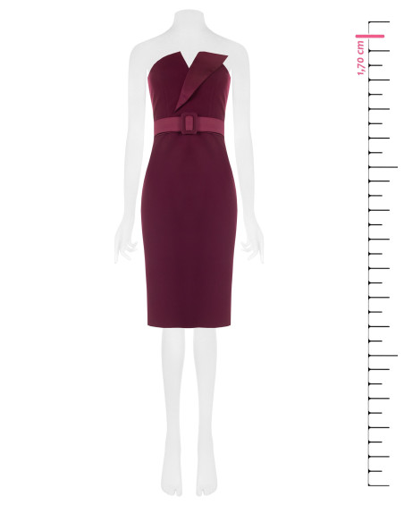 Rinascimento Sheath Dress in Technical Fabric with Satin Lapel and Matching Rigid Belt