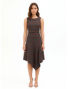 Robe midi à carreaux en polyviscose, avec ourlet en pointe et ceinture rigide assortie « Rinascimento »