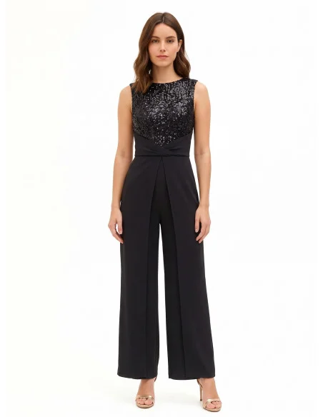 Scuba Crepe Palazzo Jumpsuit with a ‘Rinascimento’ Sequinned Bodice