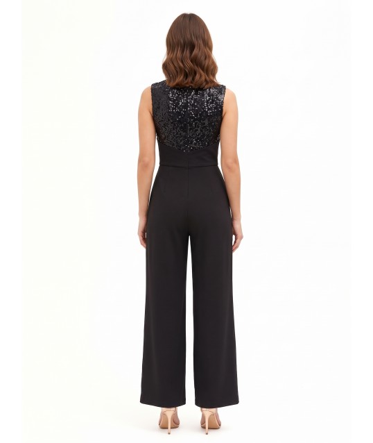 Scuba Crepe Palazzo Jumpsuit with a ‘Rinascimento’ Sequinned Bodice
