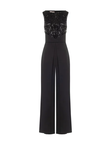 Scuba Crepe Palazzo Jumpsuit with a ‘Rinascimento’ Sequinned Bodice
