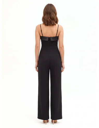 Rinascimento Palazzo-Style One-Piece Jumpsuit in Technical Fabric with an Asymmetrical Front Panel