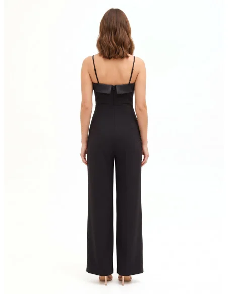Rinascimento Palazzo-Style One-Piece Jumpsuit in Technical Fabric with an Asymmetrical Front Panel