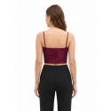 Crop top bustier en tissu technique recouvert de dentelle Rinascimento