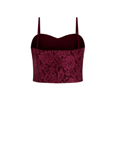 Crop Top Bustier In Tessuto Tecnico Ricoperto Di Pizzo Rinascimento