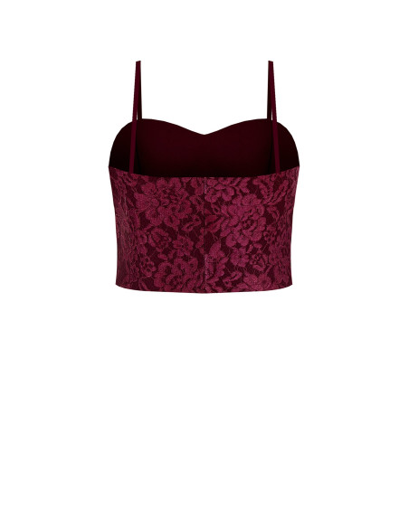 Crop top bustier en tissu technique recouvert de dentelle Rinascimento