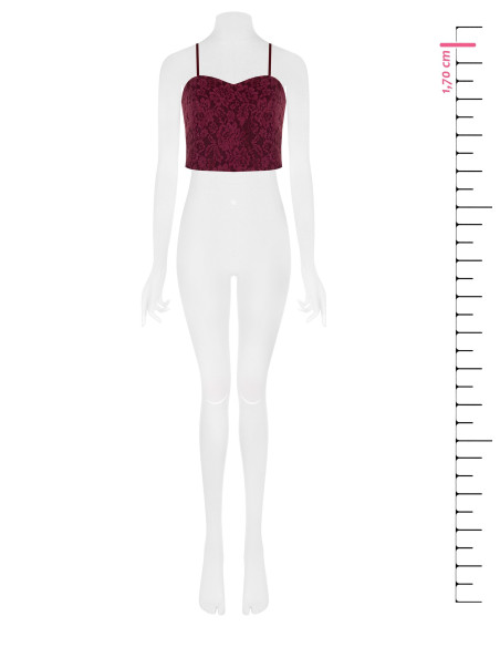 Crop top bustier en tissu technique recouvert de dentelle Rinascimento