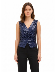 Top Ricoperto Di Paillettes Con Doppio Scollo A V Rinascimento