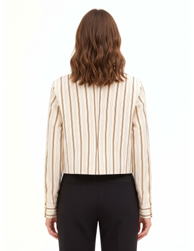Loose-fitting, cropped shirt in a viscose blend with Rinascimento-style pleats