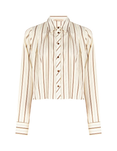 Loose-fitting, cropped shirt in a viscose blend with Rinascimento-style pleats
