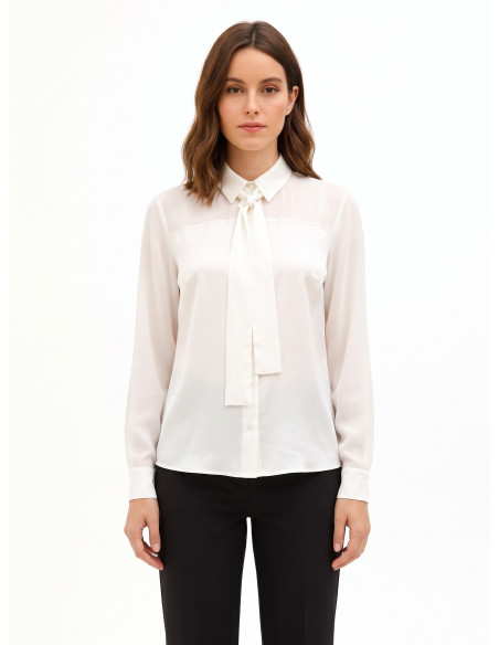 Chemise fluide en satin et georgette avec cravate « Rinascimento »