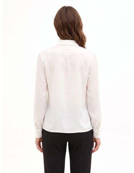 Chemise fluide en satin et georgette avec cravate « Rinascimento »