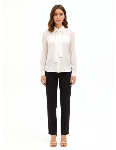 Chemise fluide en satin et georgette avec cravate « Rinascimento »