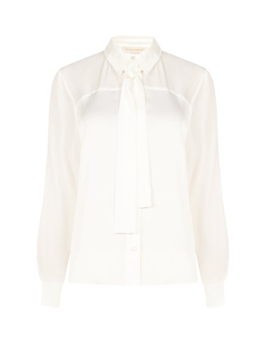 Chemise fluide en satin et georgette avec cravate « Rinascimento »