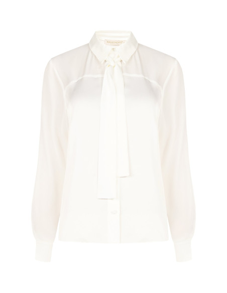 Chemise fluide en satin et georgette avec cravate « Rinascimento »
