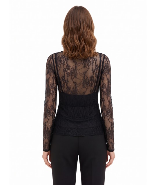 Top In Pizzo Chantilly Con Canotta Rinascimento