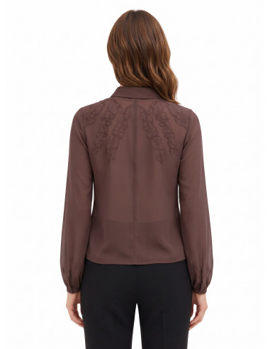 Camicia Sfiancata In Georgette Con Ruches E Bottoni A Scomparsa Rinascimento