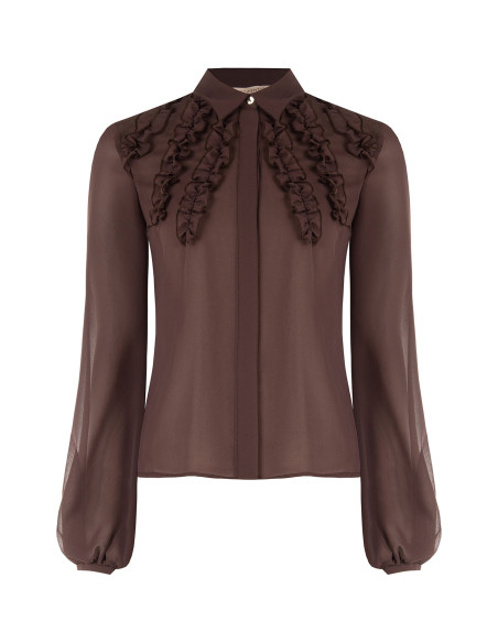 Chemise cintrée en georgette avec volants et boutons dissimulés « Rinascimento »