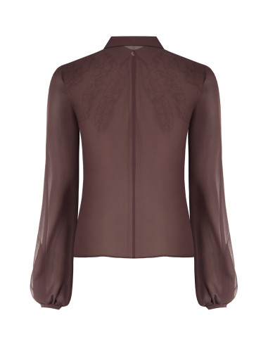 Rinascimento Fitted Georgette Blouse with Ruffles and Concealed Buttons