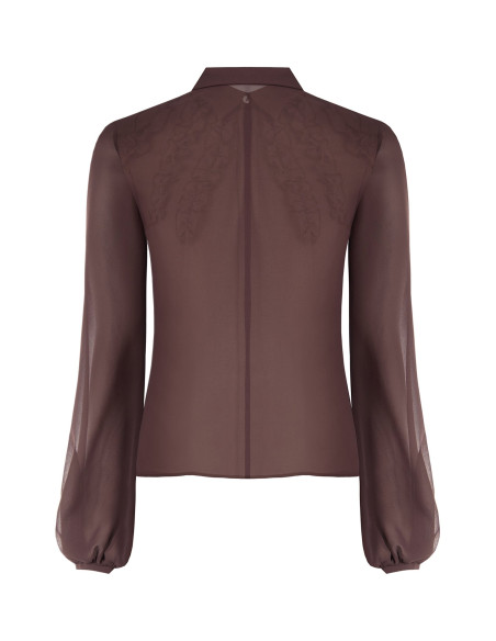 Chemise cintrée en georgette avec volants et boutons dissimulés « Rinascimento »